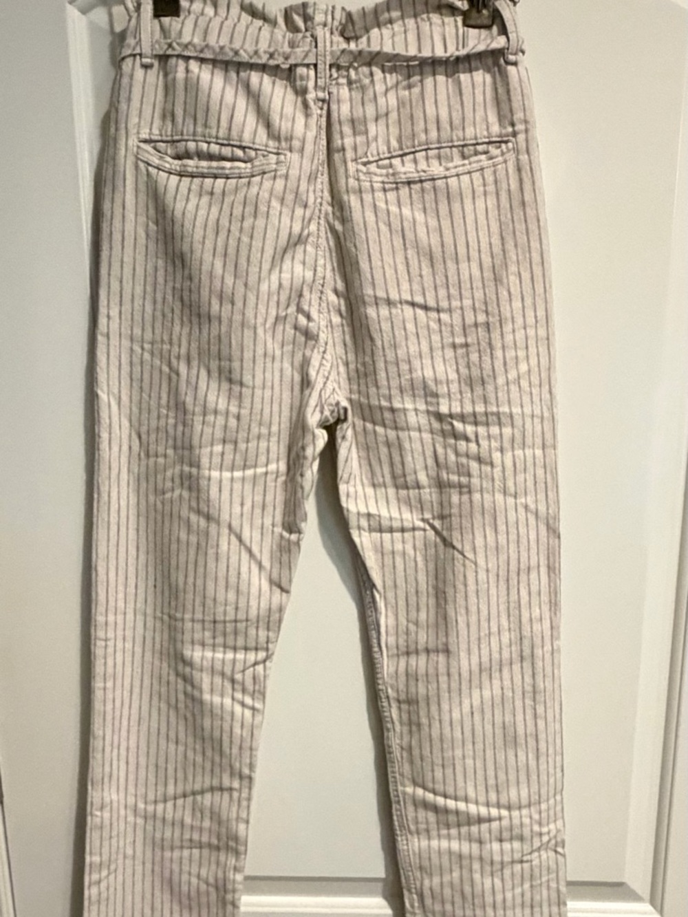 Rag & Bone Linen Blend Hi-Rise Pants Size 25 Striped Cotton Hemp Straight Leg - Picture 3 of 7